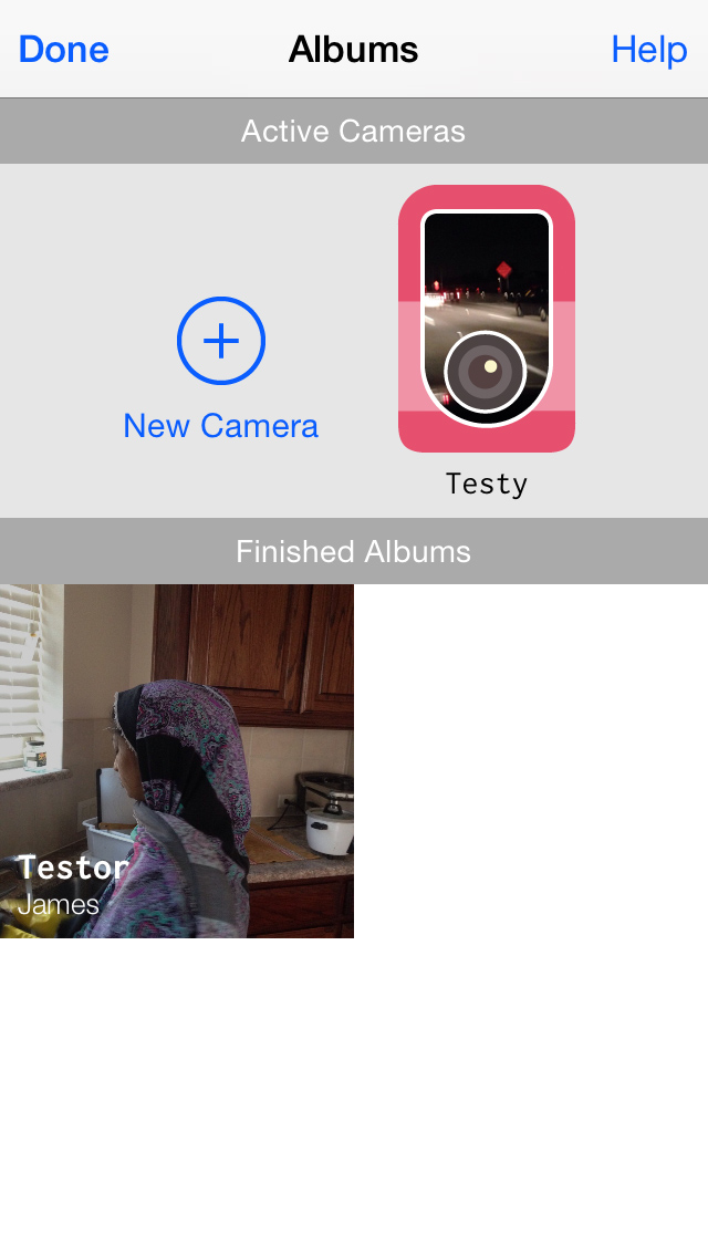 Completed Cameras show up here. At press time, there is no known way of deleting them. :-(