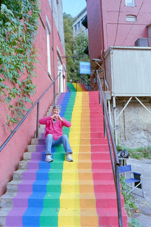 Mom on the rainbow steps, Eureka Springs AR