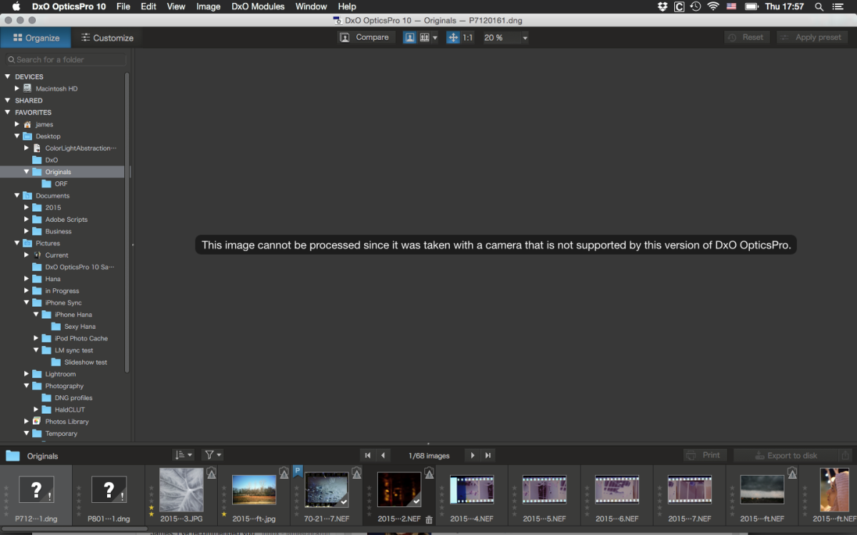 dng from orf cannot be processed